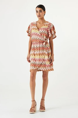 Zigzag Wrap Mini Dress