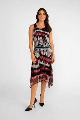 Sleeveless Graffitti Print Mesh Dress