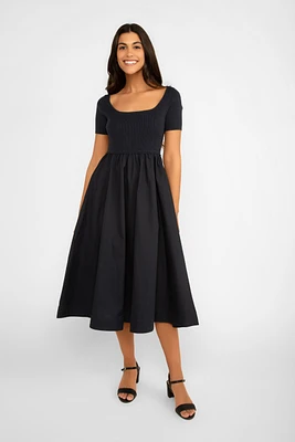 Short Sleeve Scoop Neck A-Line Dress