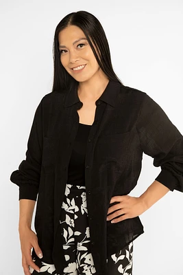 Long Sleeve Button Front Shirt with Pockets