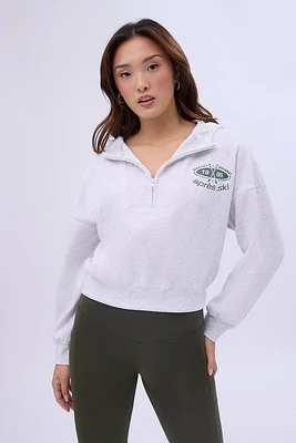 Mock Neck Half-Zip Hooded Sweatshirt