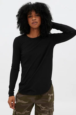 Super Soft Ribbed Long Sleeve Crew Neck Top