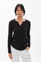 Super Soft Ribbed Long Sleeve Henley Top