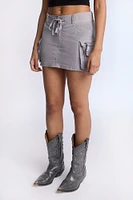 High Rise Poplin Cargo Mini Skort