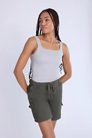 Mid Rise Cargo Bermuda Twill Shorts