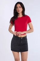 High Rise Denim Mini Skirt