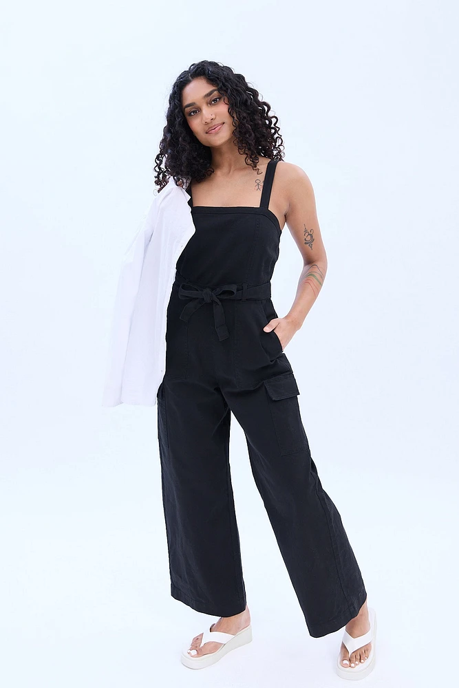 Belted Cargo Jumpsuit