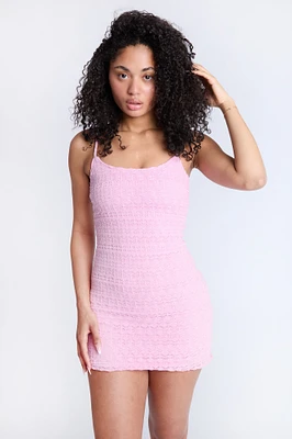 Crochet-Style Mini Dress