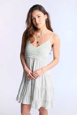 Crochet Bodice Mini Dress