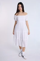 Puff Sleeve Smocked Tiered Maxi Dress