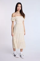 Puff Sleeve Smocked Tiered Maxi Dress