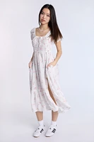Cap Sleeve Side Smocked Midi Dress