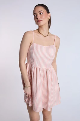 Linen-Blend Flowy Mini Dress