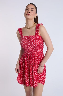 Smocked Tiered Mini Dress