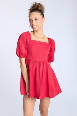 Puff Sleeve Mini Dress