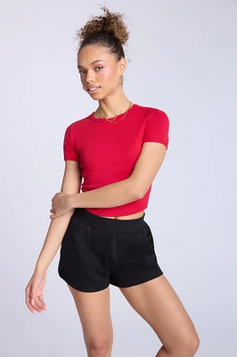 Ribbed Knit Pull-On Shorts