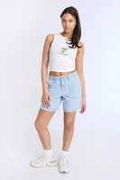 Short Bermuda de menuisier en denim taille haute