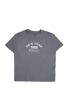 T-shirt coupe garçonne imprime? graphique New York 1989