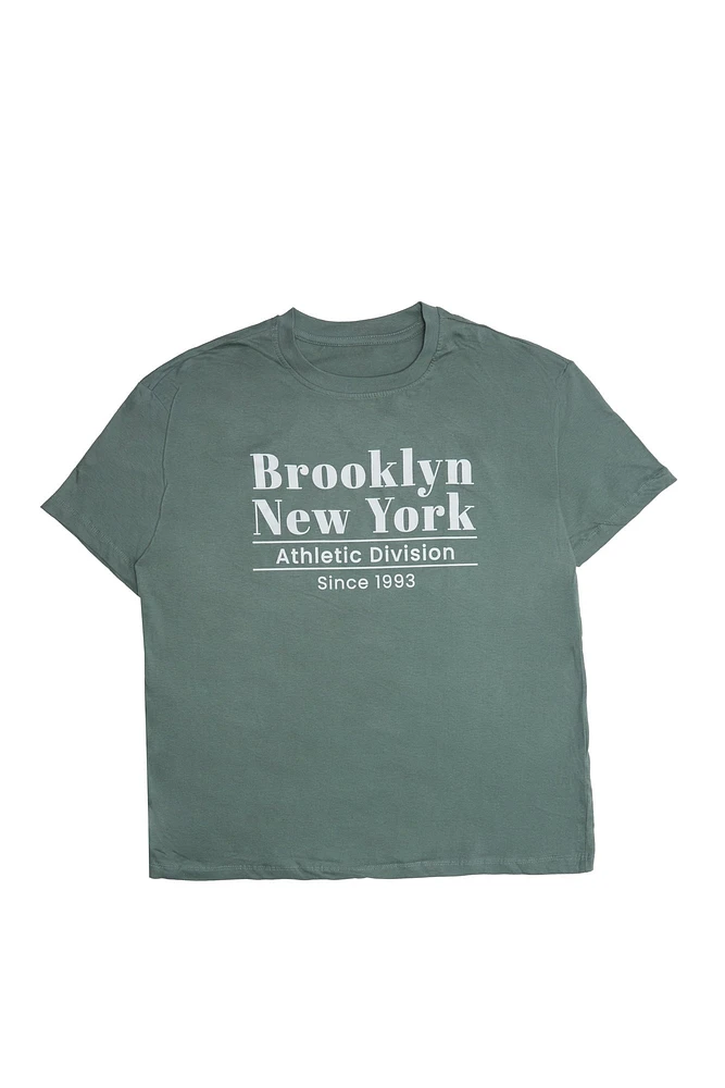 T-shirt coupe garçonne imprime? graphique Brooklyn