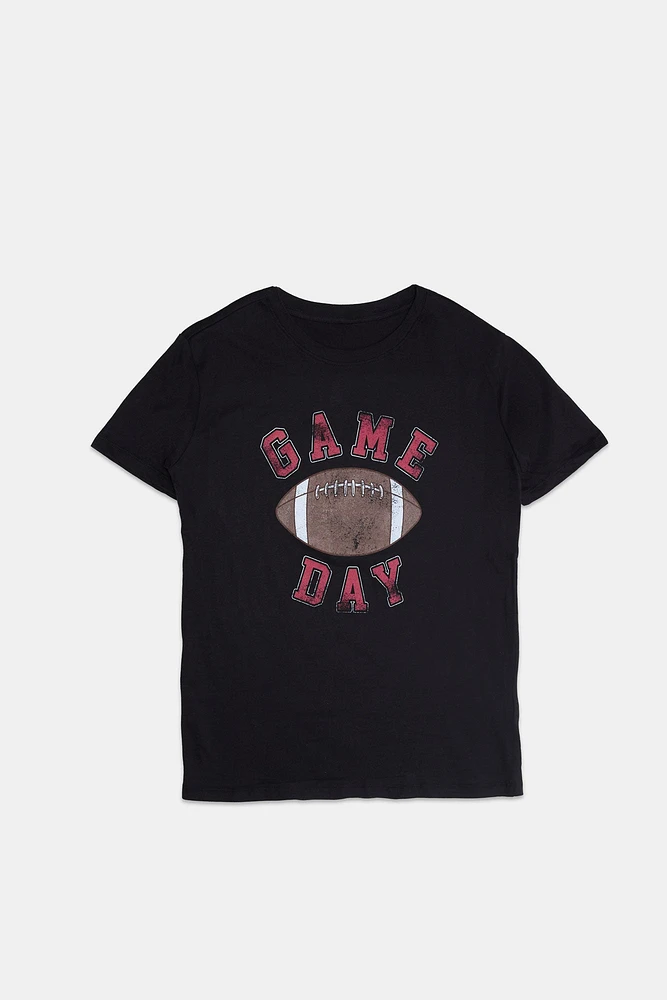 T-shirt coupe garçonne imprime? graphique Football Game Day