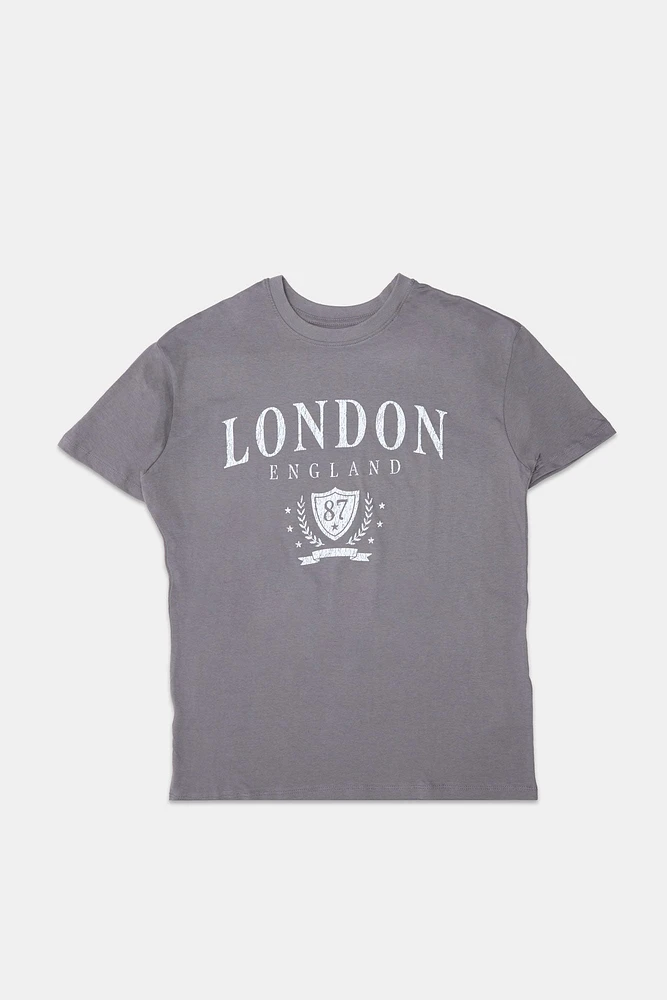 T-shirt coupe garçonne imprime? graphique London England