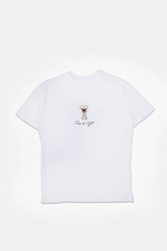T-shirt coupe garçonne imprime? graphique Espresso Martini Sip And Yap