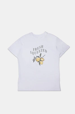 T-shirt coupe garçonne imprime? graphique Fresh Squeezed Lemons