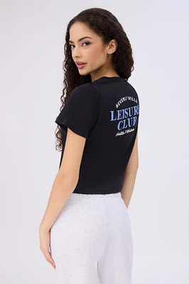 Beverly Hills Leisure Club Back Print Graphic Baby Tee