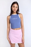 La Dolce Vita Embroidered Graphic High Neck Tank Top