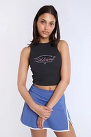 Miami Beach & Brunch Club Embroidered Graphic High Neck Tank Top