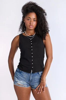 Button-Front Tank Top