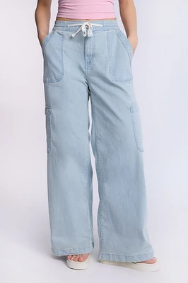 Jean ample cargo taille haute