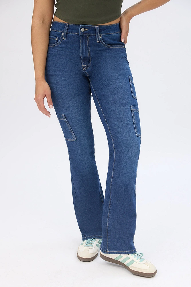 High Rise Cargo Bootcut Jeans