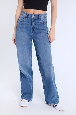 Jeans ample taille comfort tre?s haute