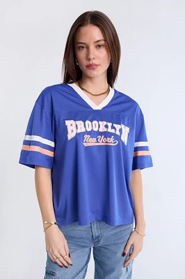 Graphic Short Sleeve V-Neck Mesh Jersey