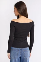 Ribbed Slim Off-Shoulder Sweater