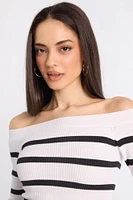 Ribbed Slim Off-Shoulder Sweater