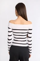 Ribbed Slim Off-Shoulder Sweater