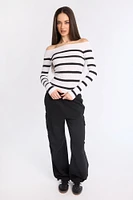 Ribbed Slim Off-Shoulder Sweater