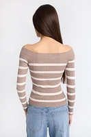 Ribbed Slim Off-Shoulder Sweater