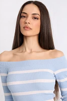 Ribbed Slim Off-Shoulder Sweater