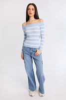 Ribbed Slim Off-Shoulder Sweater