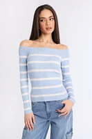 Ribbed Slim Off-Shoulder Sweater