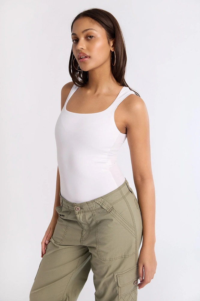 Super Soft Square Neck Open-Back Bodysuit