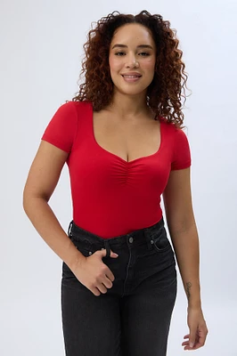 Short Sleeve Sweetheart Neckline Bodysuit