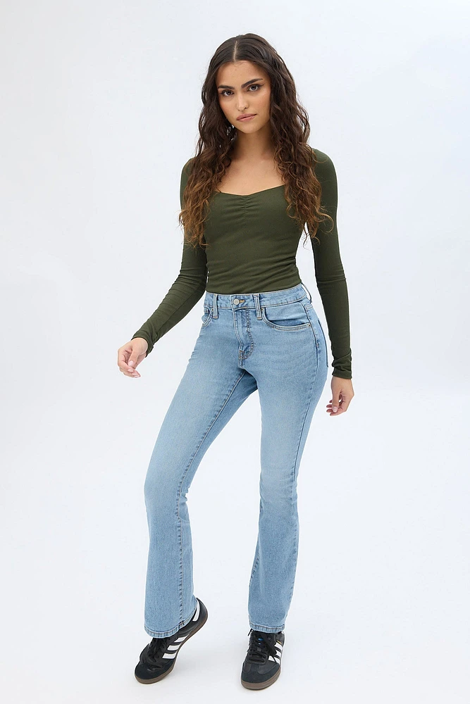 Ribbed Knit Long Sleeve V-Neck Bodysuit