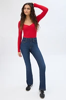 Ribbed Knit Long Sleeve V-Neck Bodysuit