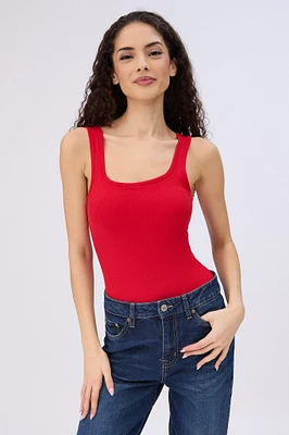 Ribbed Knit Tank Bodysuit