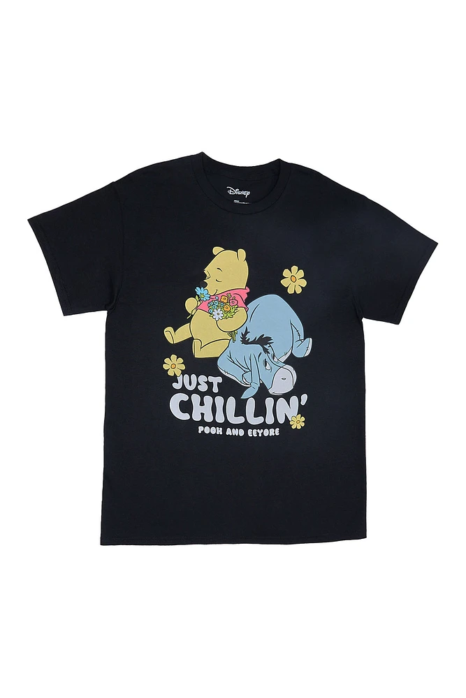 Disney Winnie The Pooh And Eeyore Just Chillin' Graphic Boyfriend Tee