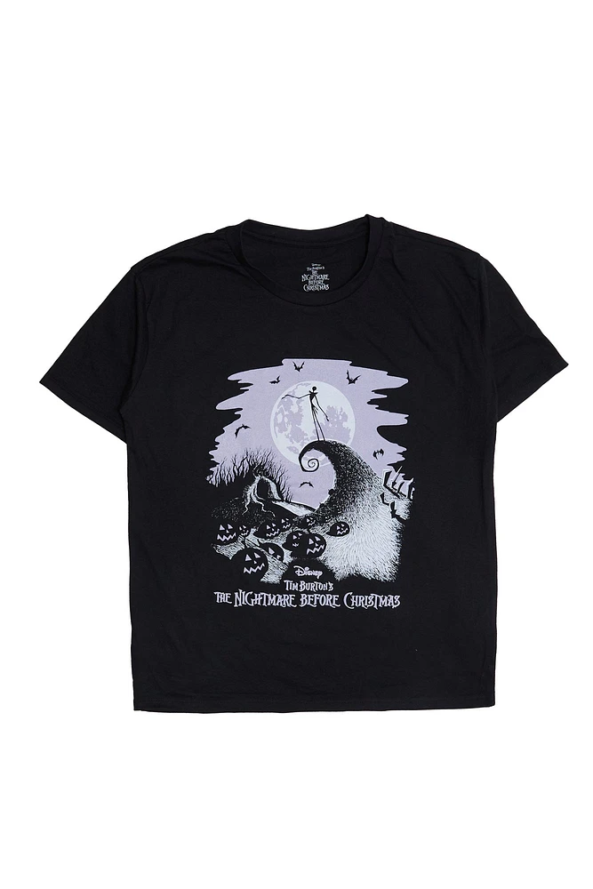 T-shirt décontracté imprimé graphique Disney's Nightmare Before Christmas